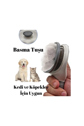Bypet Otomatik Temizlenen Tuşlu Evcil Hayvan Tarağı, Kedi Köpek T