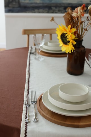 Yakacihome Ziggy Duck Keten Yıkanabilir Leke Tutmaz Acı Kahve Su Taşı Biyeli Runner 40x140 Cm Kahve - Krem