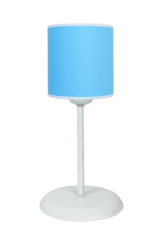Şenay Aydınlatma Modern Metal Ayak Silindir Kumaş Abajur Mavi Diğer