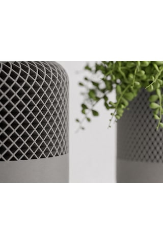 3d Baskı Modern File Desenli Dekoratif Saksı - Minimal Çiçek Saksısı, Ev Ve Ofis Bitki Saksısı-gri
