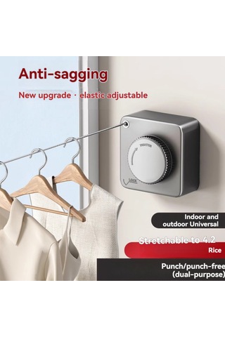 Ximistore9 304 Çelik İç/şehir Dışı Gizli Katlanabilir 4.2m Çamaşır Çekme Kablosu - Delme Yok Banyo Balkon Kurutma Aleti Beyaz