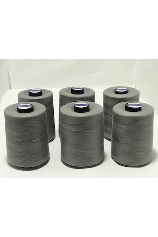 Gri İplik Dikiş İplik 6'lı Set Dikiş İpliği 50 Numara 5000mt Polyester