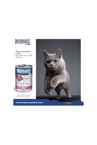 Bosphorus Kuzu Etli Küçük Taneli Yavru Kedi Konserve Maması 48 X 415 Gr Parça Etli