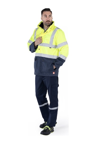 5 İ Bir Arada İş Güvenliği Kabanı Hi-vis Sarı - Lacivert
