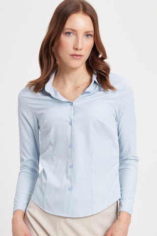 Tudors Kadın Slim Fit Dar Kesim Klasik Yaka Uzun Kollu Mavi Gömlek-42292 Mavi