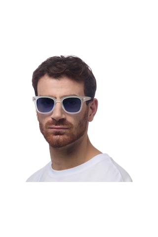 Okkia Giovanni Mavi Lens Unisex Güneş Gözlüğü Beyaz Şeffaf
