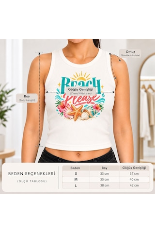Bk Gift Sıfır Kol Fitilli Crop Bluz - Esnek Likralı Günlük Crop-7 Beyaz