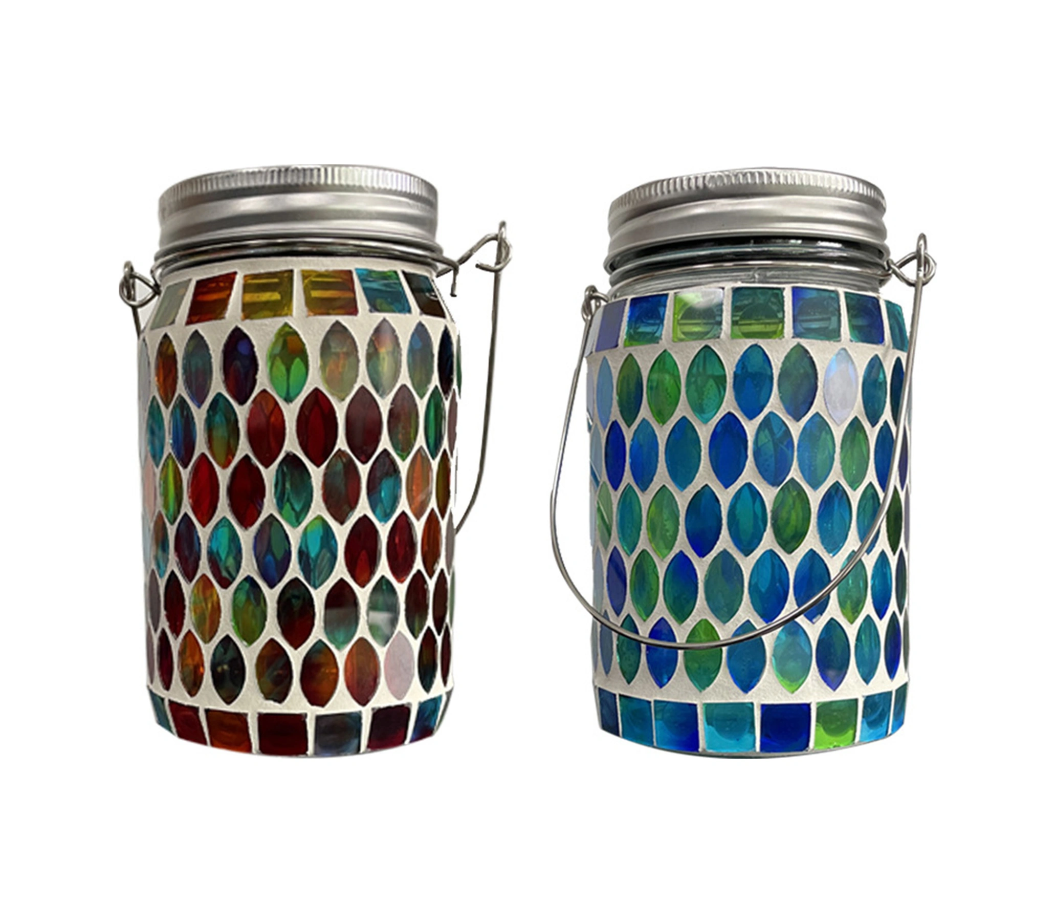 Xindoker Kırmızı Güneş Enerjili Mozaik Feneri - Dış Mekan Sulara Dayanıklı Asılı Peyzaj Işığı - Kamp Bahçe Bahçe Stili Ambiyans Aydınlatması