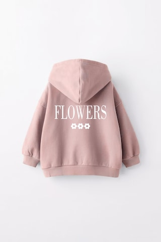 Kız Çocuk Lifes Garden Baskılı Kapüşonlu Manşetli Sweatshirt Pudra
