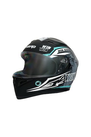 Gp Nero Mks003-mbb2g Güneş Vizörlü Şeffaf Full Face Motosiklet Kaskı Siyah Beyaz Mavi