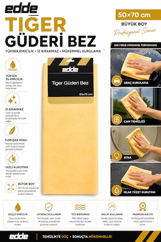 Edde Araba Araç Oto Tiger Güderi Bez 50 70 Cm  Güderi Oto Detailing