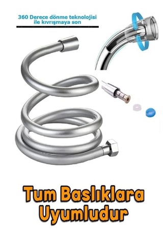 Kopmaz Kaliteli Pvc Duş Hortumu Tüm Duş Setleri İle Uyumlu 1,5 Metre Gri