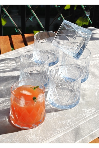 6'lı Kafes Model Cam Bardak Meşrubat Kokteyl Su Bardağı 350 Ml-k