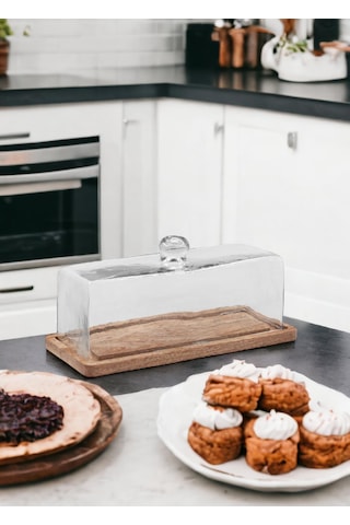 The Mia Madera Dikdörtgen Kek Saklama Fanusu 15x32x14 Cm