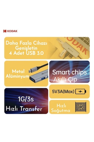 Kodak 4'ün 1'i Hub Çoklayıcı Ce Lisanslı Laptop/bilgisayar