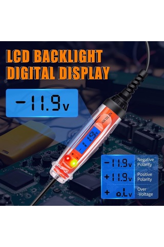 Otomotiv Test Işığı 3 60 V Dc Dijital Işık Test Cihazı Voltmetreli Ağır Hizmet Oto Devre Test Cihazı Lcd Arka Işık Ekranlı Ve Led Göstergeli