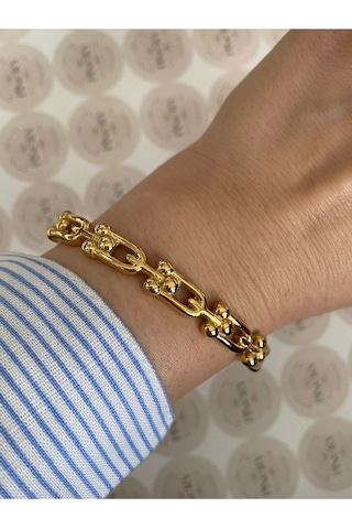 Pinery Jewels Modern Paslanmaz Çelik Kelepçe Bileklik - Günlük Ve Özel Kullanım Altın