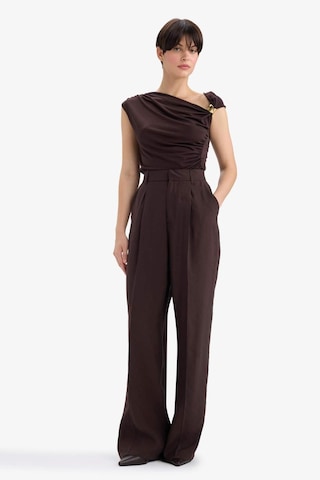 Defacto Slim Fit Dar Kesim Tek Omuzlu Toka Detaylı Bluz F9506ax25aubn340 Kahve