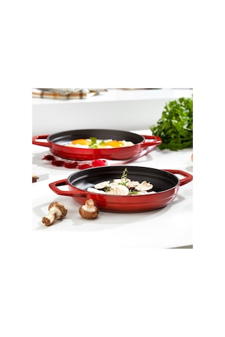 Schafer Guss Chef Döküm Sahan Çift Kulplu 19cm 1 Parça Kırmızı