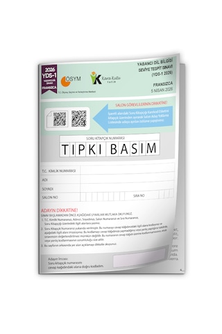Yds Fransızca 2026/1 Yabancı Dil Sınavı Ösym Tıpkı Basım Çıkmış Soru Deneme Kitapçığı E-yds Uygun