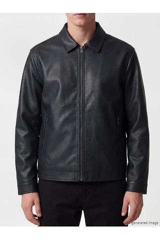 LC Waikiki Southblue Siyah Regular Fit Erkek Deri Görünümlü Ceket New Blakız Çocuk