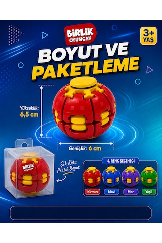 Stres Topu Press & Spin Basınca Dönen Fidget Spinner Oyuncak 3+ Yaş Kırmızı