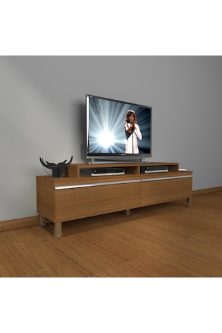 Decoraktiv Ekoflex 4 Mdf Krom Ayaklı Tv Ünitesi Tv Sehpası Ceviz