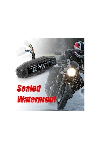 Pazly Universal Motosiklet Lcd Gösterge Paneli - Hız, Devir Ve Yakıt - Siyah