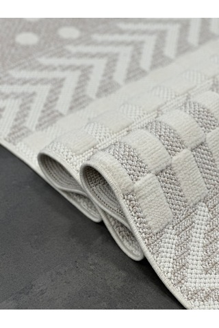 Woolen Halı Venis Bukle Halı 8802 Bej Renkli