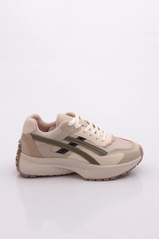 Dgn 83147 Kadin Sneaker Ayakkabi Bej Yeşil