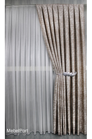 Jakar Fonluk Sahil Desen 1/3 Sıklık Korniş İçin Tek Kanat Kahverengi