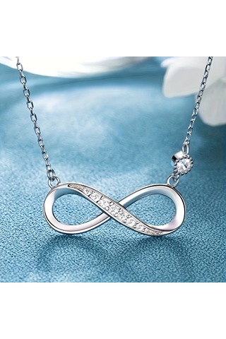 Tcherchi Gümüş Renk Sonsuzluk Kolyesi Gümüş