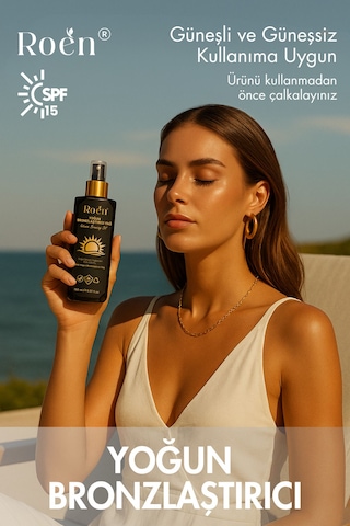 Yoğun Bronzlaştırıcı Yağ, Havuç Ve Hindistan Cevizi Içeren Güneşli Ve Güneşsiz Kullanım Spf15 150 Ml