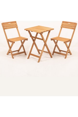Balkon Bahçe Mutfak 3'lü Bistro Set Katlanır 2 Sandalye 1 Masa Kahverengi