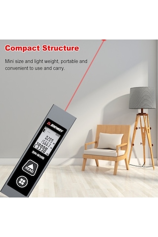 Pazly 30 Metre Hassas Lazerli Mesafe Ölçer - Şarj Edilebilir Sw-m30, 2 Referans Nokta, Siyah