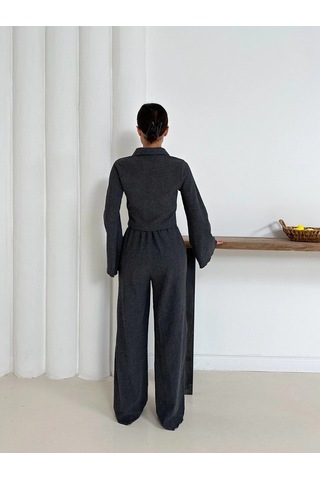 Gömlek Yaka Kaplama Düğmeli Takım Antrasit St265866 Antrasit