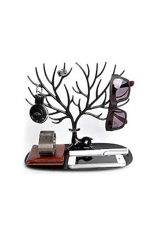 Busstier Geyik Tasarımlı Takı Standı, Yüzük, Küpe, Kolye Askılığı, Şık Mücevher Organizer, Estetik Ve Dayanıklı Tasarım Siyah Sku: Smg8690010176332