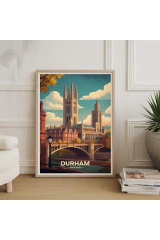 Durham Şehir Manzarası Linol Baskı Posteri, İngiltere'nin Önemli Bir Simgesi Duvar Sanatı, İngiliz Mirası Dekorasyonu Durham Şehir Manzarası Linol Baskı Posteri, İngiltere'nin Önemli Bir Simgesi Duvar Sanatı, İngiliz Mirası Dekorasyonu