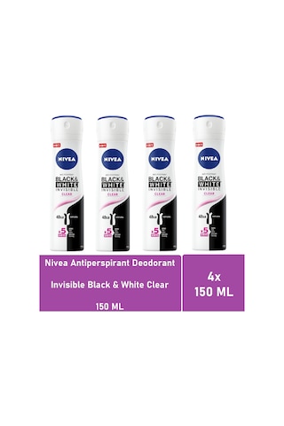 Nivea Black & White Invisible Clear Kadın Sprey Deodorant 4 x 150 ML