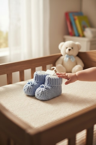 Balbeybi Örgü Triko Yenidoğan Bebek Patiği 0 6 Ay Unisex Ponponsuz Yumuşak Patik Mavi