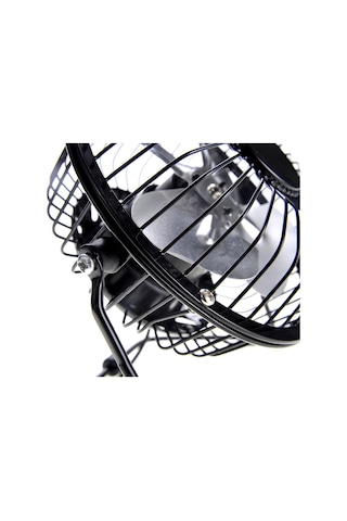 Siyah Usb Mini Kişisel Masa Fan Yuvarlak, Metal, Yukarı Ve Aşağı Döner, 5.7 İnç