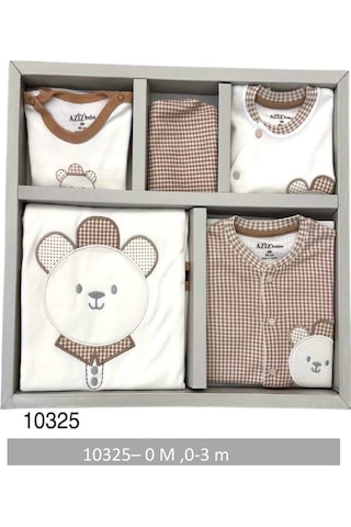 Desenli 10 Parça Kutulu Yenidoğan Hastane Çıkışı Zıbın Seti 10325 Ayıcık