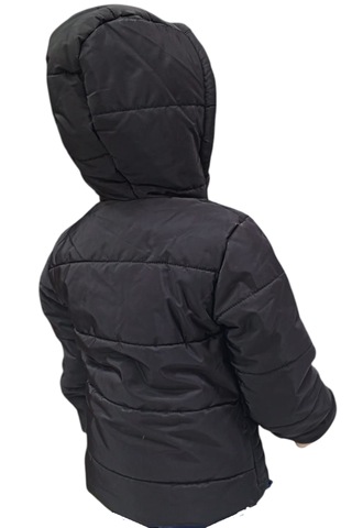 Erkek Çocuk Spedy Armalı Kapüşonu Sabit Fermuar Cepli İçi Peluş Astarlı Siyah Mont Siyah