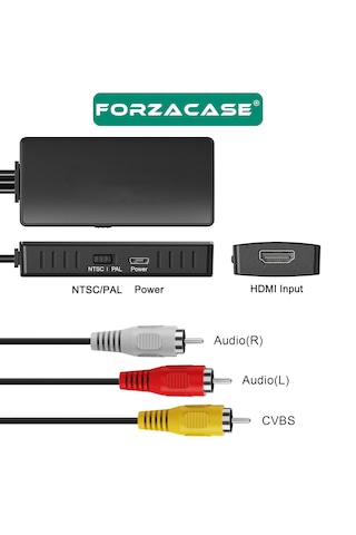 Forzacase Av To Hdmı Çevirici Adaptör Rca Kırmızı-beyaz-sarı Hdmı Dönüştürücü Full Hd 1080p Fc1209