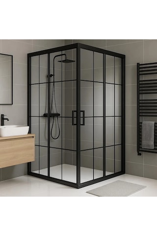 Durul Duşakabin Kare Siyah Çizgi 5MM H:190 Siyah