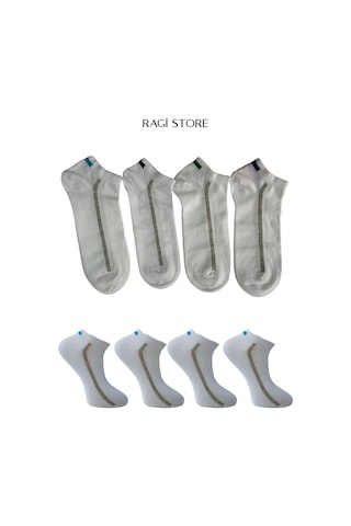 Ragi Store 4'lü Beyaz Dikişsiz Penye Erkek Patik Çorap Beyaz