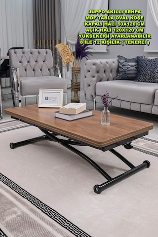 Juppo Üst Tabla Mdf Ceviz Oval Köşe Alt Siyah Dışa Kıvrım