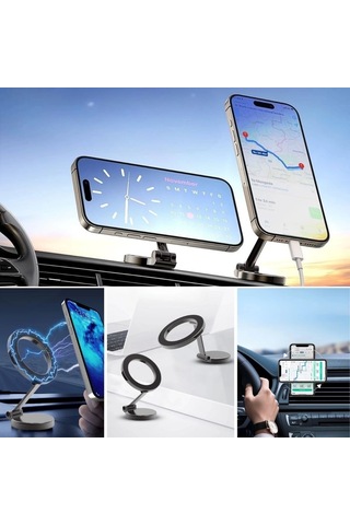 Tüm Telefonlarla Uyumlu Manyetik Araç Telefonu Tutacağı Katlanır 360 Derece Dönen Telefon Standı Çok Renkli