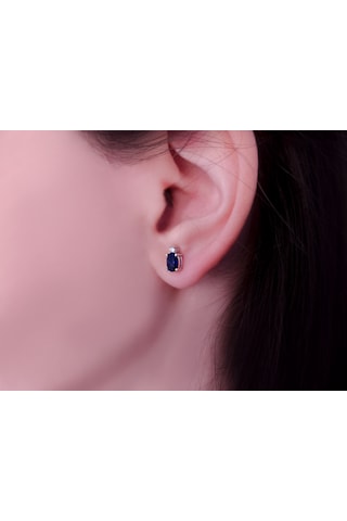Pırlanta Ve Oval Safir Arya Küpe 0817e0065 Beyaz