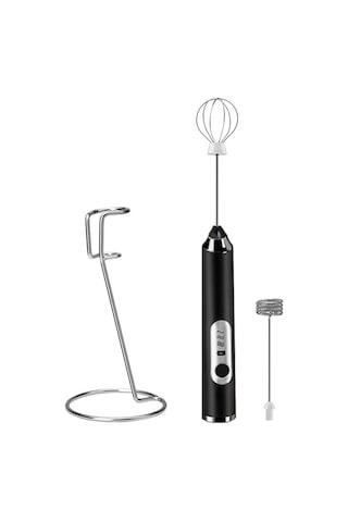 Dinosaurs Standlı Süt Köpürtücü Seti İle El Tipi Ev Tipi Küçük Elektrikli Çırpma Teli Ahşap